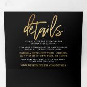 Invitation Trois Volets Suite Mariage de script Gold Foil moderne (Intérieur en premier)