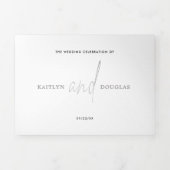 Invitation Trois Volets Suite Mariage de script Silver moderne (Page de couverture)