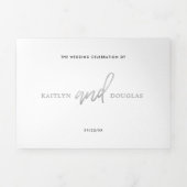 Invitation Trois Volets Suite Mariage de script Silver moderne (Page de couverture)