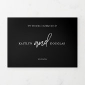 Invitation Trois Volets Suite Mariage de script Silver moderne (Page de couverture)