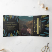 Invitation Trois Volets Suite Mariage feuille tableau noir (Intérieur)