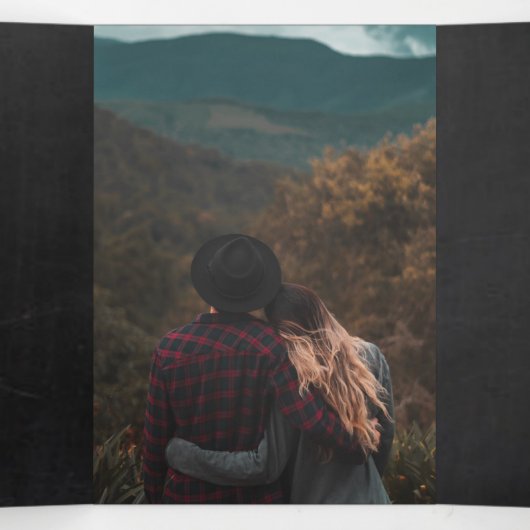 Invitation Trois Volets Suite Mariage feuille tableau noir (Intérieur au milieu)