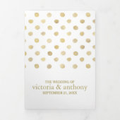 Invitation Trois Volets Suite Mariage Pois moderne White & Gold (Page de couverture)