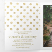 Invitation Trois Volets Suite Mariage Pois moderne White & Gold (Intérieur en premier)