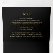 Invitation Trois Volets Suite moderne de Mariage noir et or (Intérieur en premier)