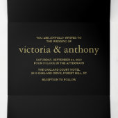 Invitation Trois Volets Suite moderne de Mariage noir et or (Intérieur au milieu)