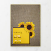 Invitation Trois Volets Sunflowers & Burlap d'été, Suite Mariage (Page de couverture)