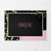 Invitation Trois Volets Superbe Parties scintillant Pinceau rose Mariage C (Page de couverture)