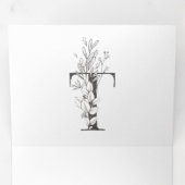 Invitation Trois Volets 'T' Monogramme Beau Mariage floral croisé (Intérieur en premier)