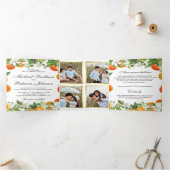 Invitation Trois Volets Tangerine Citrus Orange Photo Collage Mariage (Intérieur)