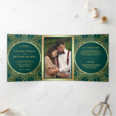 Invitation Trois Volets Teal and Gold Ethnic Mandala Indian Wedding (Intérieur)
