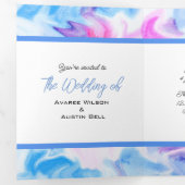 Invitation Trois Volets Teinture à tarte bleue et rose (Intérieur en premier)