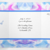 Invitation Trois Volets Teinture à tarte bleue et rose (Intérieur au milieu)