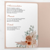Invitation Trois Volets Terracotta Floral Boho Pampas QR Code Mariage (Intérieur en premier)