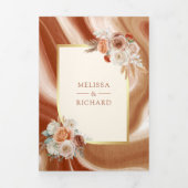 Invitation Trois Volets Terracotta Floral Pampas Or tout en un Mariage (Page de couverture)