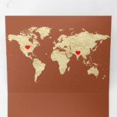 Invitation Trois Volets Terracotta Gold World Map All in One Wedding (Intérieur en premier)