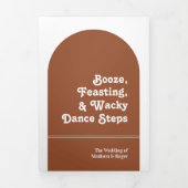 Invitation Trois Volets Terracotta Retro Boho Arch Photo QR Code Mariage (Page de couverture)