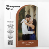 Invitation Trois Volets Terracotta Retro Boho Arch Photo QR Code Mariage (Intérieur en premier)