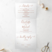 Invitation Trois Volets Terracotta Signature Script Mariage photo (Intérieur)
