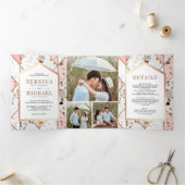 Invitation Trois Volets Terrazzo Mariage géométrique rose pâle (Intérieur)