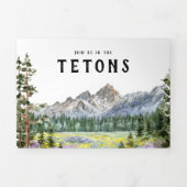 Invitation Trois Volets Teton Mountains Rustiques | Mariage Illustré (Page de couverture)
