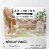 Invitation Trois Volets Teton Mountains Rustiques | Mariage Illustré (Intérieur en premier)