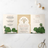 Invitation Trois Volets Thème Royal Mughal Jardin Style Indien Mariage (Intérieur)