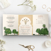 Invitation Trois Volets Thème Royal Mughal Jardin Style Indien Mariage
