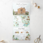 Invitation Trois Volets Toscane Italie | Mariage illustré (Intérieur)