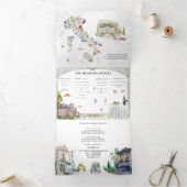 Invitation Trois Volets Toscane Italie | Mariage illustré (Intérieur)