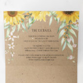 Invitation Trois Volets Tournesol rustique Mariage papier Kraft (Intérieur en premier)