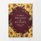 Invitation Trois Volets Tournesols de Bourgogne Pot Mason Code QR Mariage (Page de couverture)
