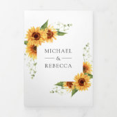 Invitation Trois Volets Tournesols rustiques Arch Photo QR Code Mariage (Page de couverture)