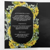 Invitation Trois Volets Tournesols rustiques Eucalyptus 3 en 1 Mariage noi (Intérieur en premier)