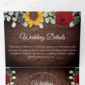 Invitation Trois Volets Tournesols Rustiques Eucalyptus Red Roses Mariage (Intérieur en premier)