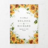 Invitation Trois Volets Tournesols rustiques Mariage Code QR Pot Mason (Page de couverture)