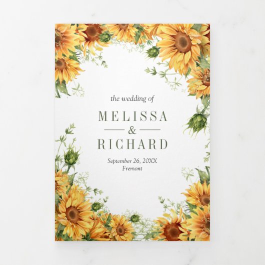 Invitation Trois Volets Tournesols rustiques Mason Jar QR Code Mariage (Page de couverture)