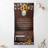 Invitation Trois Volets Tournesols rustiques Mason Jar String Mariage (Intérieur)