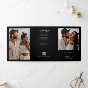 Invitation Trois Volets Tous les détails RSVP QR Codes Moderne Mariage