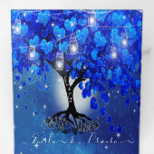 Invitation Trois Volets Tout en un Mariage Royal Blue Heart Leaf (Intérieur en premier)