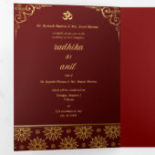 Invitation Trois Volets Traditional Indian wedding  Card | 4-Page Folded C (Intérieur en premier)