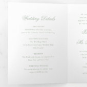 Invitation Trois Volets Traditionnel Sage Vert Formel Mariage élégant (Intérieur en premier)