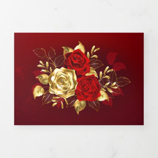 Invitation Trois Volets Trois Roses de bijoux (Page de couverture)