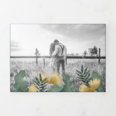 Invitation Trois Volets Tropical Palm Navy Blue Gold Pineappy Mariage (Page de couverture)