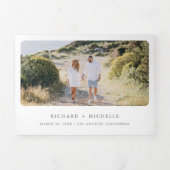 Invitation Trois Volets Tropical Silver Palm Photo QR Code Mariage (Page de couverture)