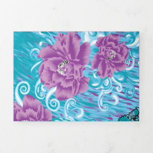 Invitation Trois Volets Un design de textile vibrant mettant en vedette du