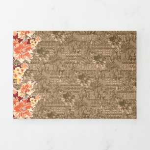 Invitation Trois Volets Un motif floral vintage avec desi marron complexe