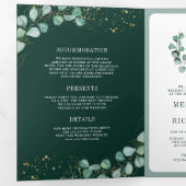 Invitation Trois Volets Végétation Eucalyptus Vert Émeraude Code QR Mariag (Intérieur en premier)