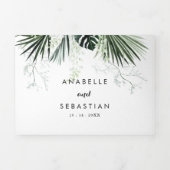 Invitation Trois Volets Végétation tropicale Blanc Floral Mariage (Page de couverture)