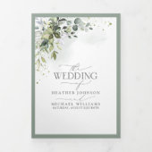 Invitation Trois Volets Verdure botanique Mariage d'aquarelle fleurie (Page de couverture)